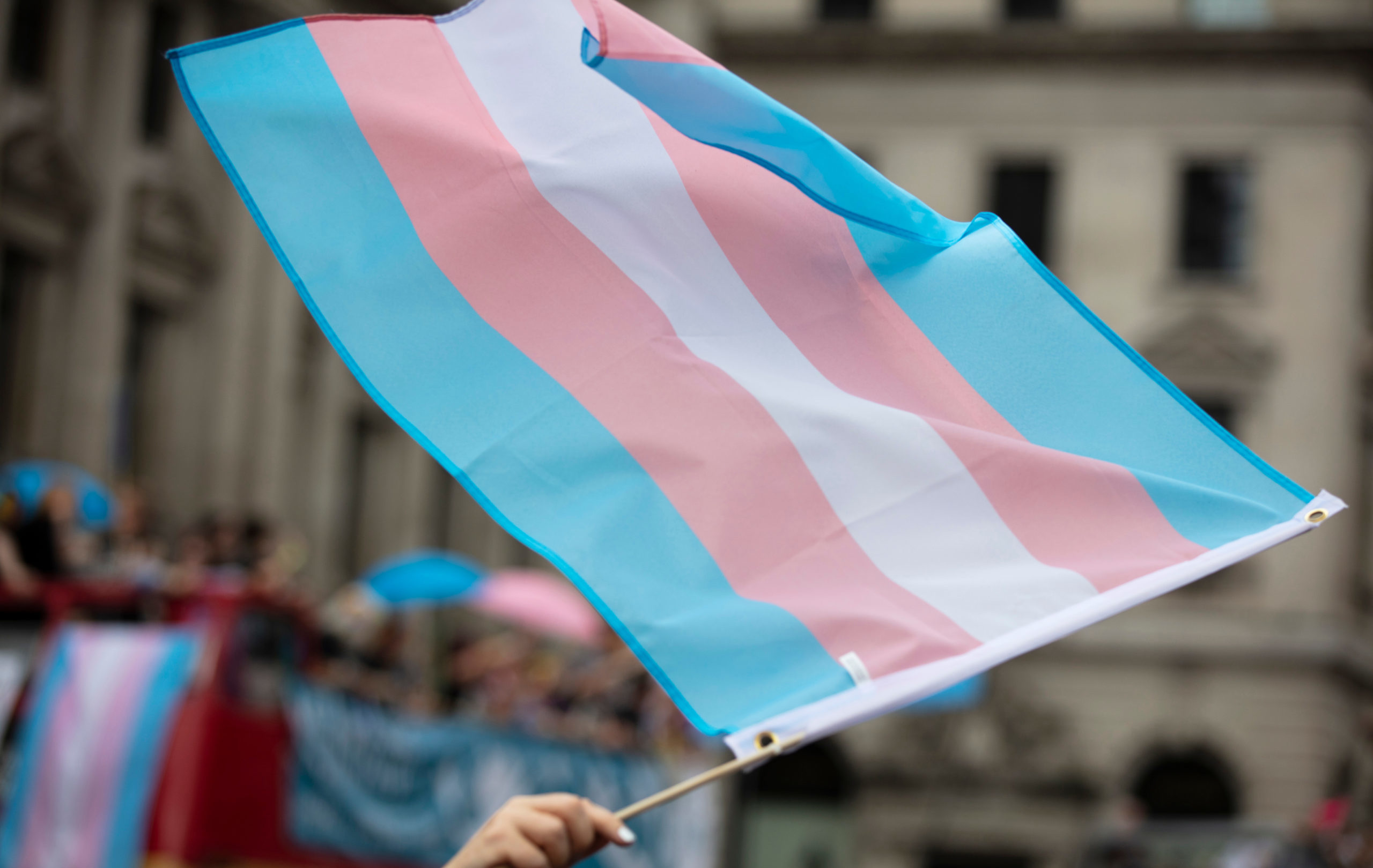 A,Transgender,Flag,Being,Waved,At,Lgbt,Gay,Pride,March