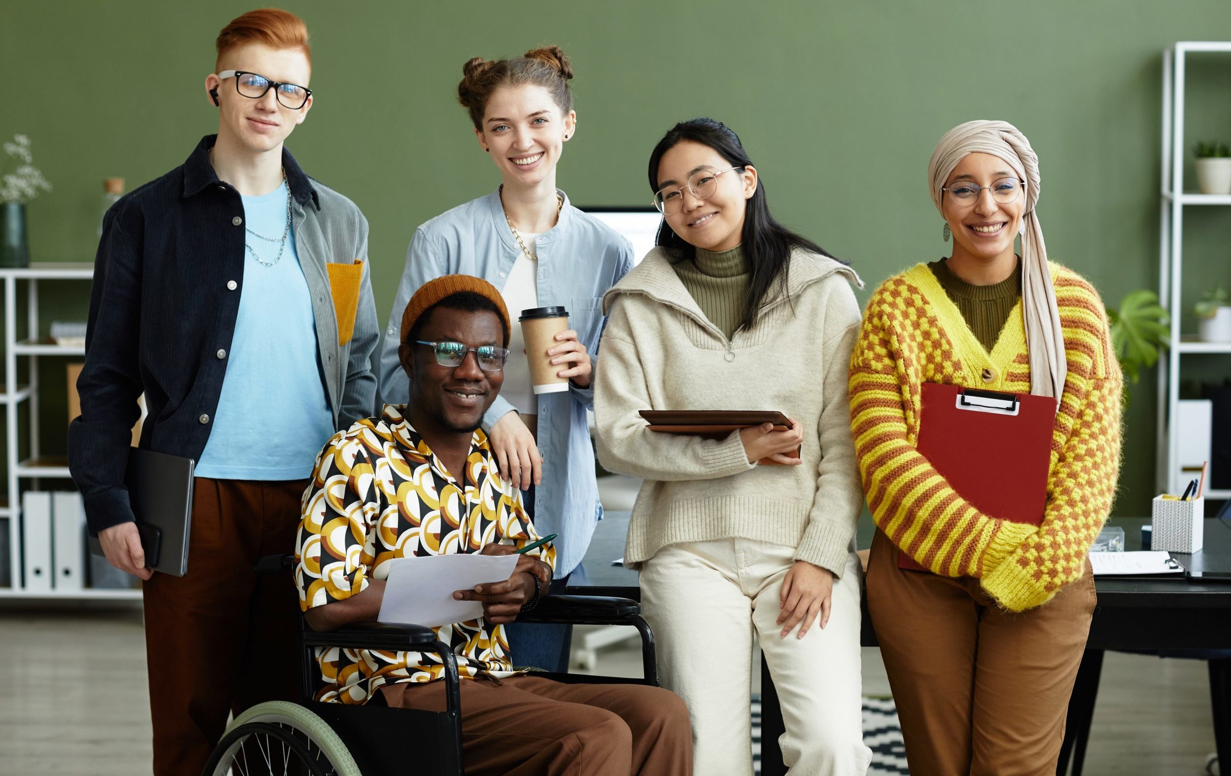 Portrait,Of,Diverse,Creative,Team,Looking,At,Camera,With,Cheerful