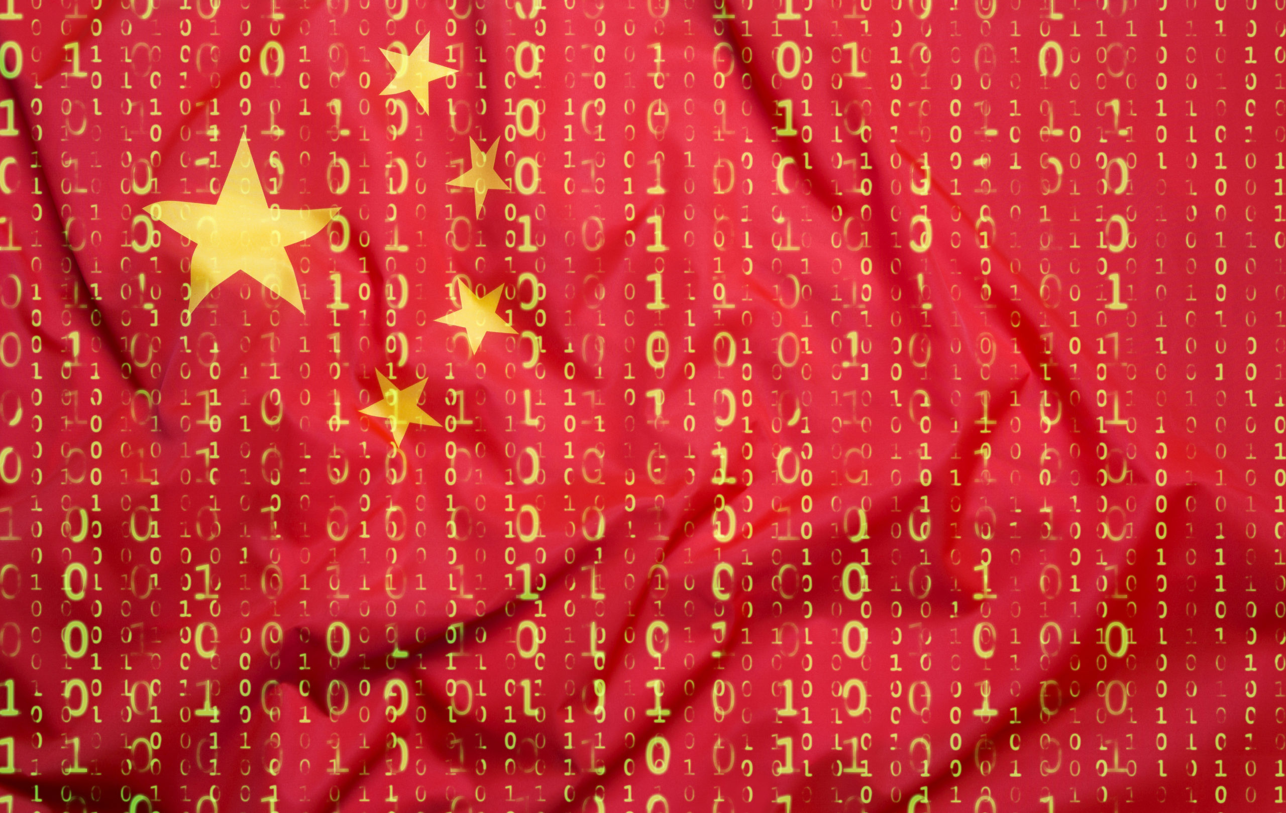 Data,Protection,,Binary,Code,With,China,Flag