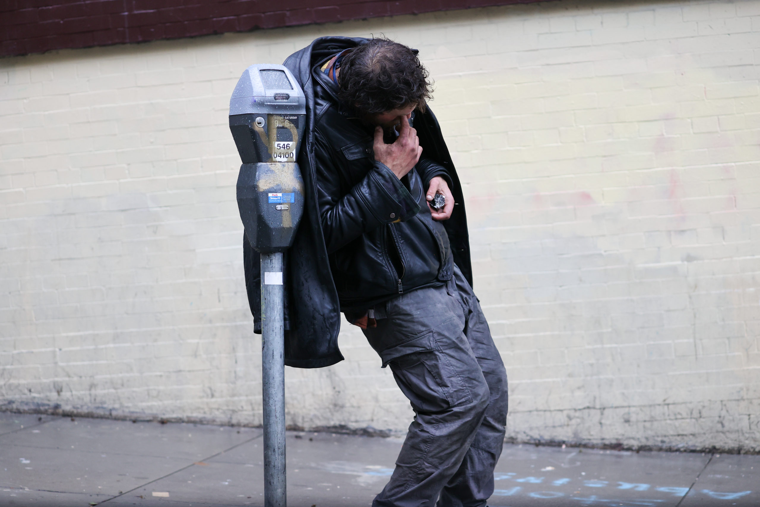 Homelessness in San Francisco during rainstorm