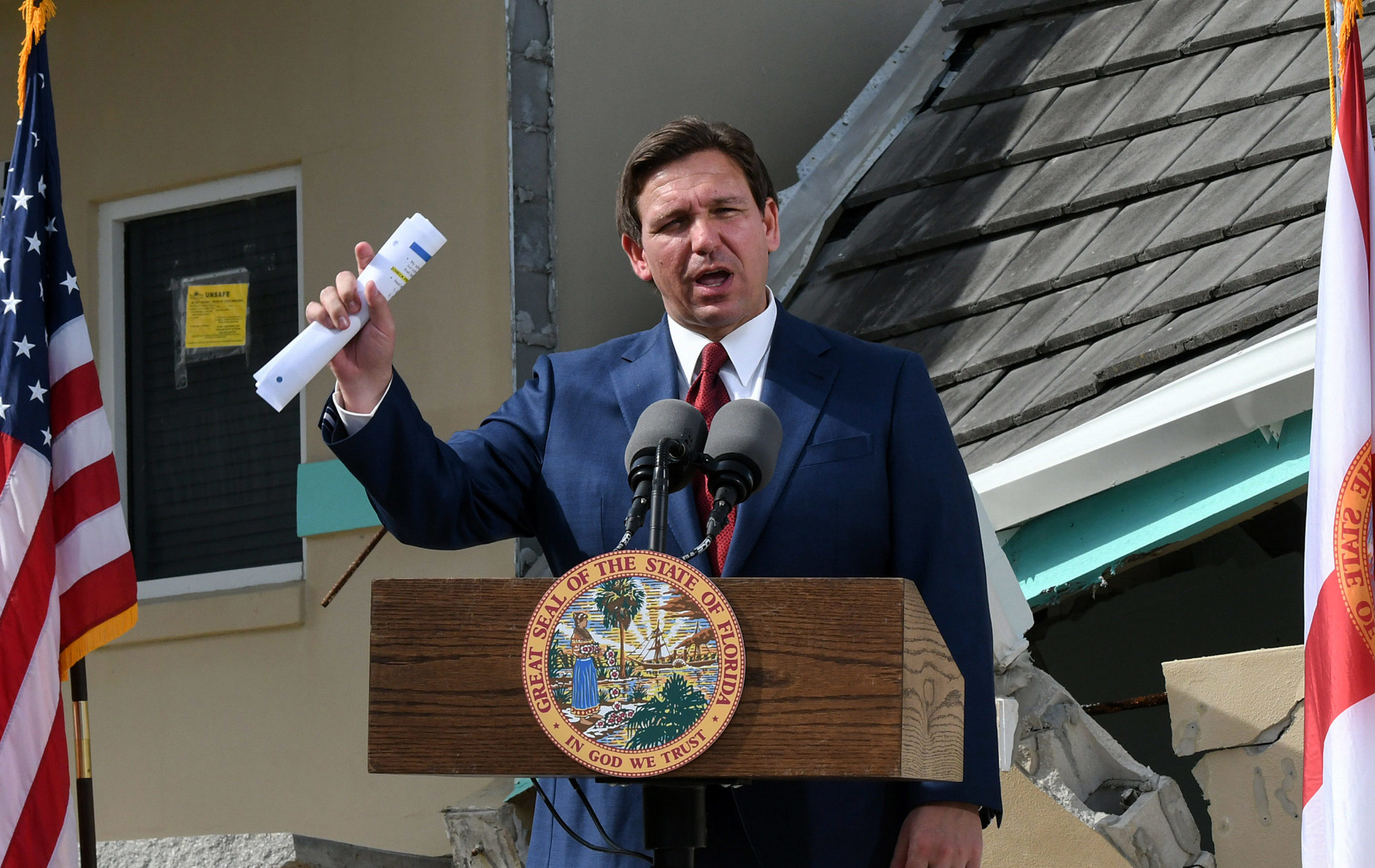 Florida Gov. Ron DeSantis speaks at a press conference to