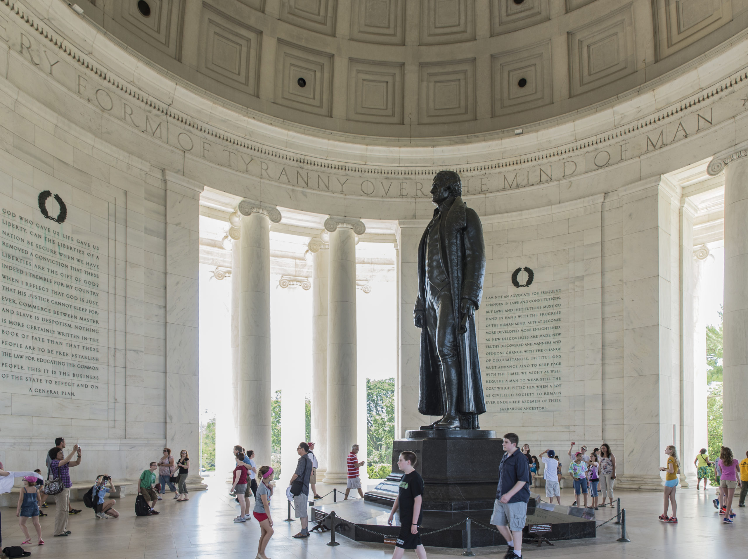 Interior of the Jefferson Memorial with tourists