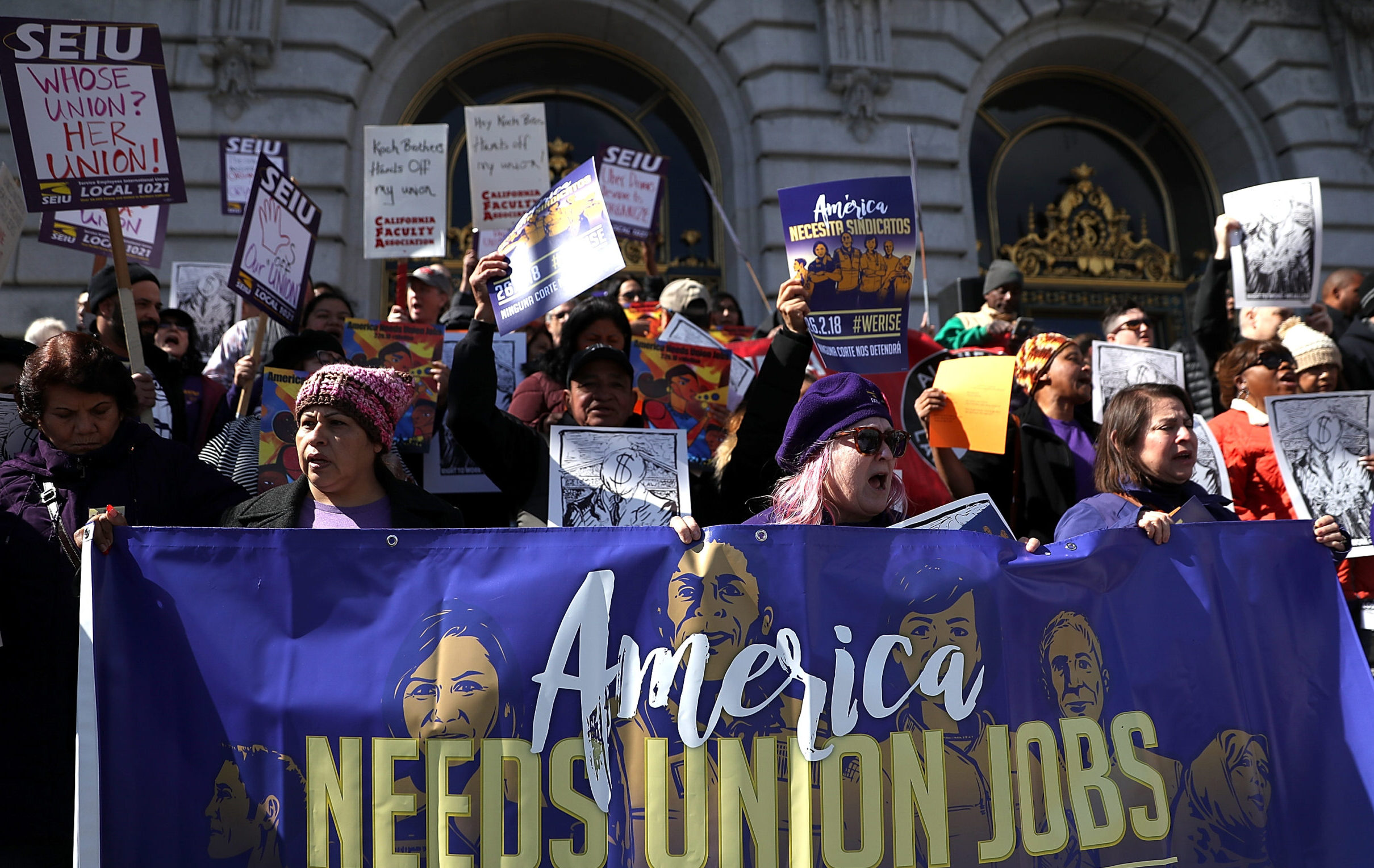 Rally At San Francisco City Hall As Supreme Court Hears Janus v AFSCME Case