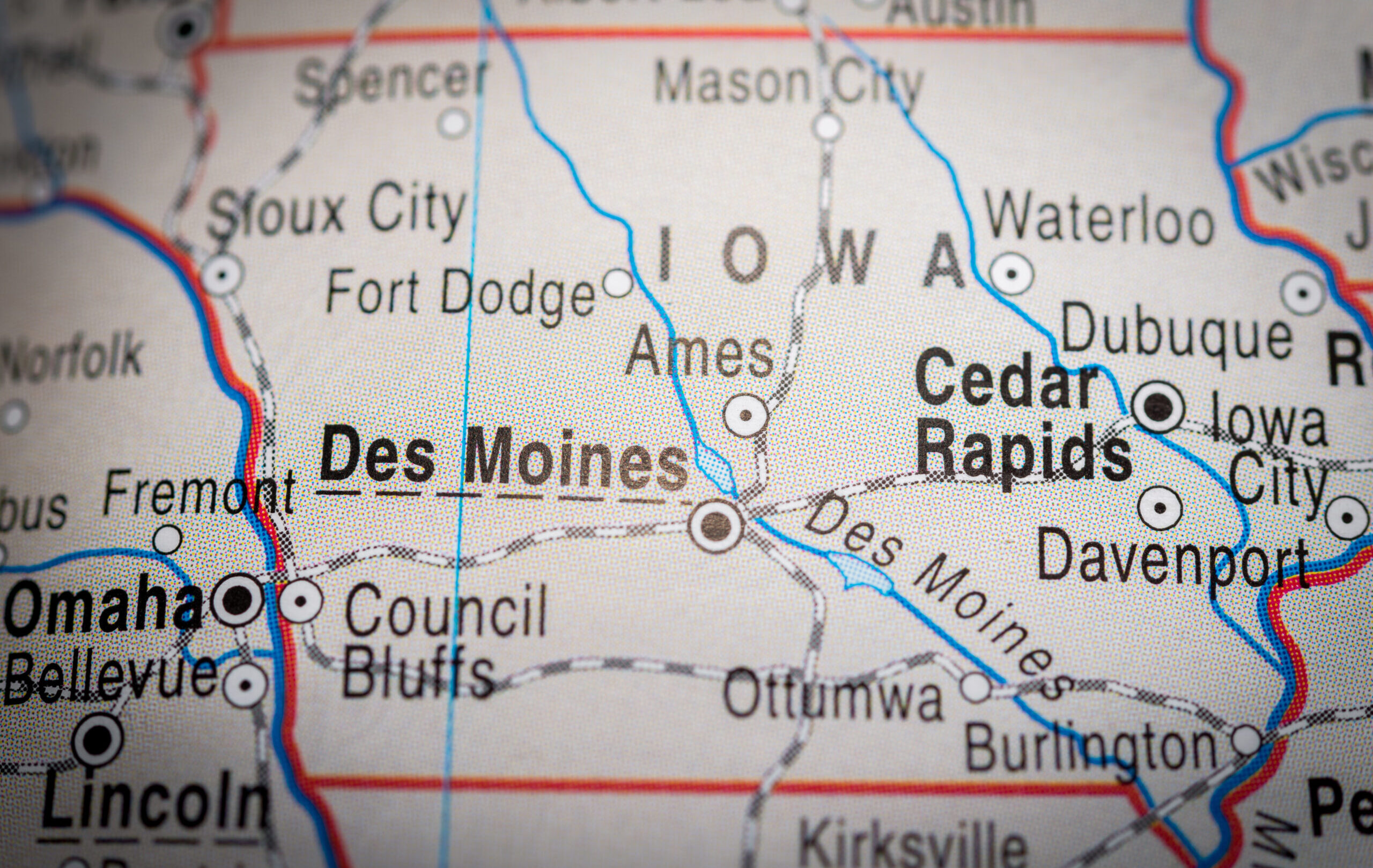 Map,View,Of,Des,Moines.,(vignette)