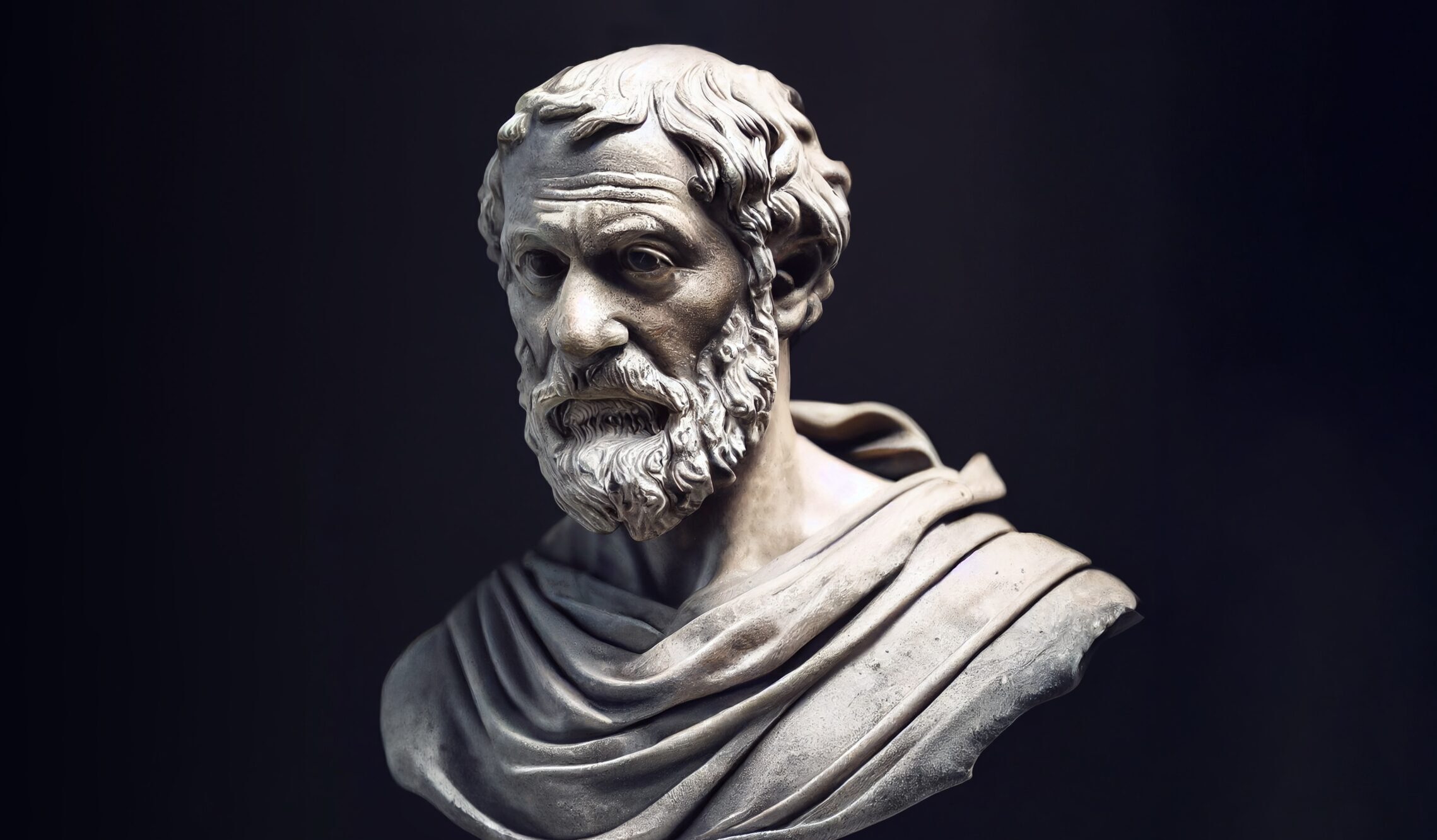 3d,Rendered,Illustration,Of,The,Sculpture,Of,Aristotle.,The,Greek