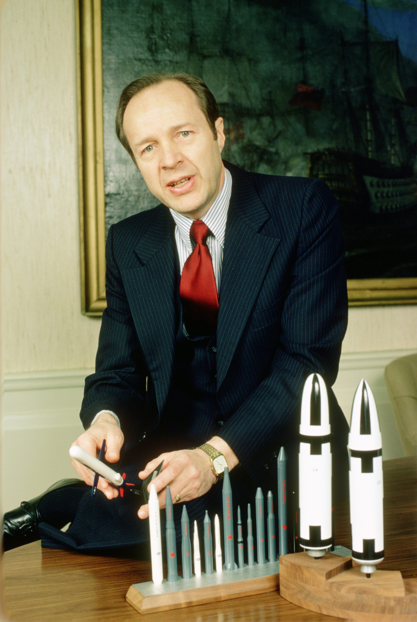 Under Secretary Of Defense Perry With Model Missiles