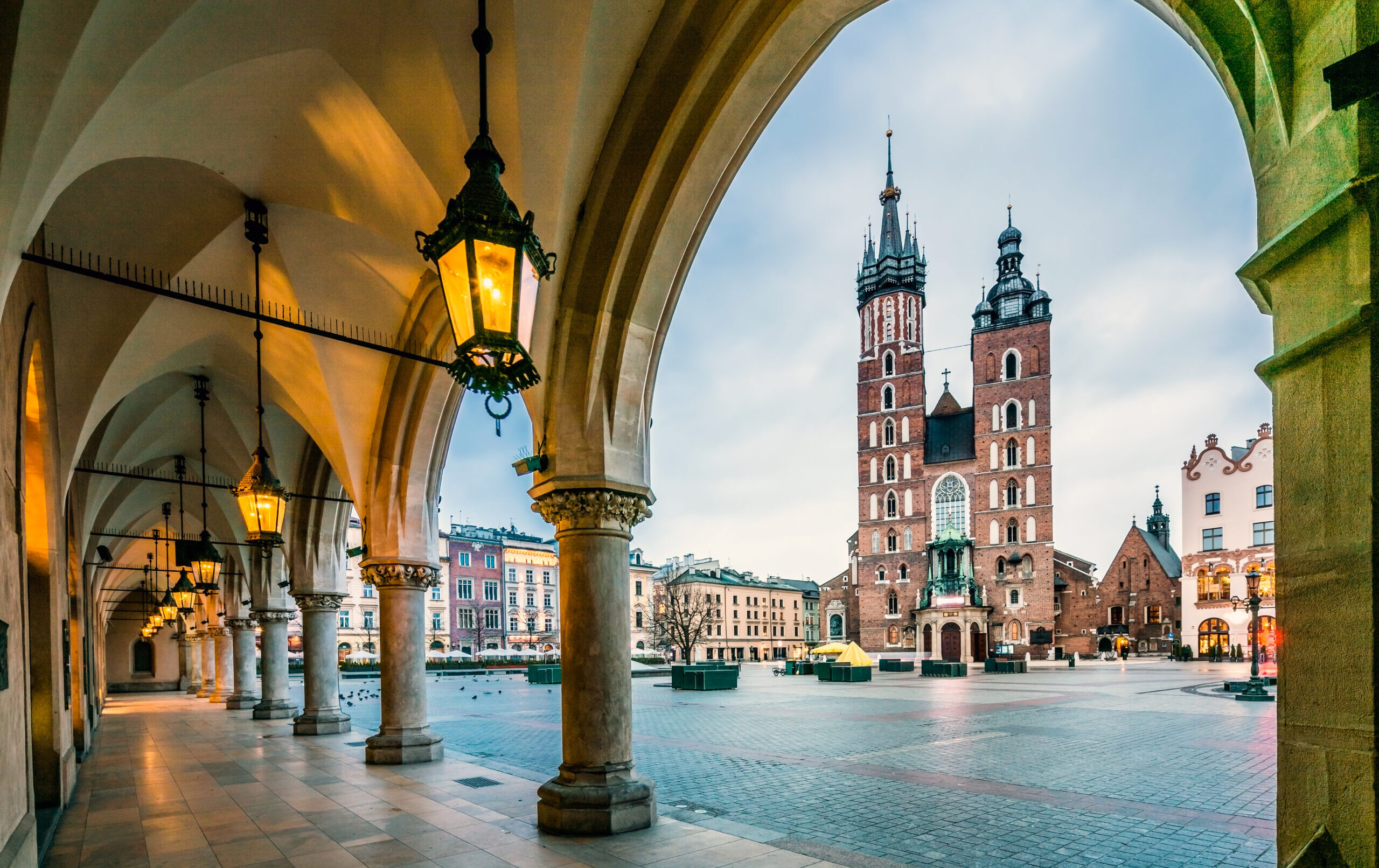 Beautiful,Krakow,Market,Square,,Poland,,Europe.,Faded,Colors.