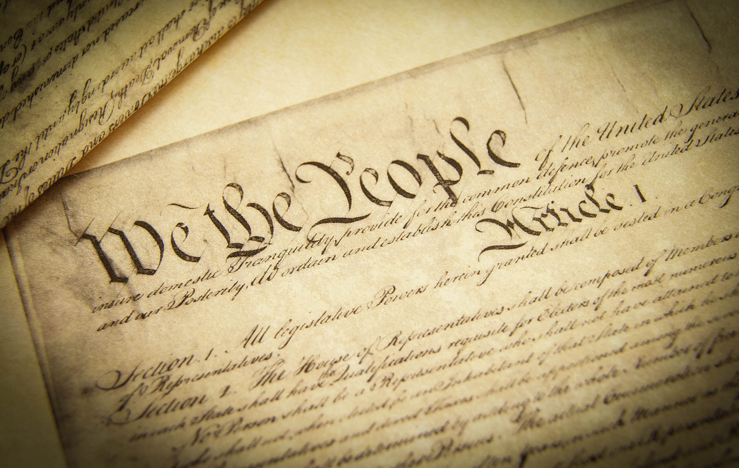 Closeup,Of,A,Replica,Of,U.s.,Constitution,Document