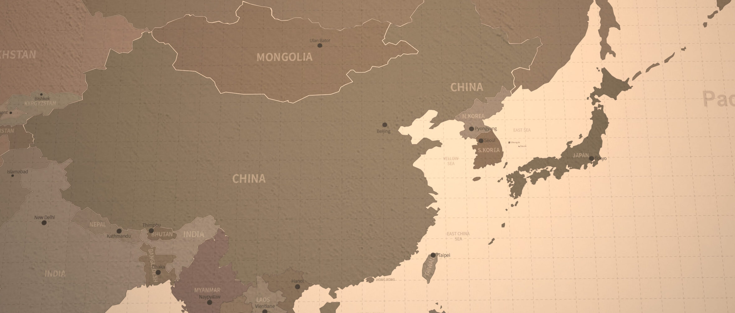 North,Pacific,Ocean-south,China,Sea,And,Neighboring,Countries,Map.,Old