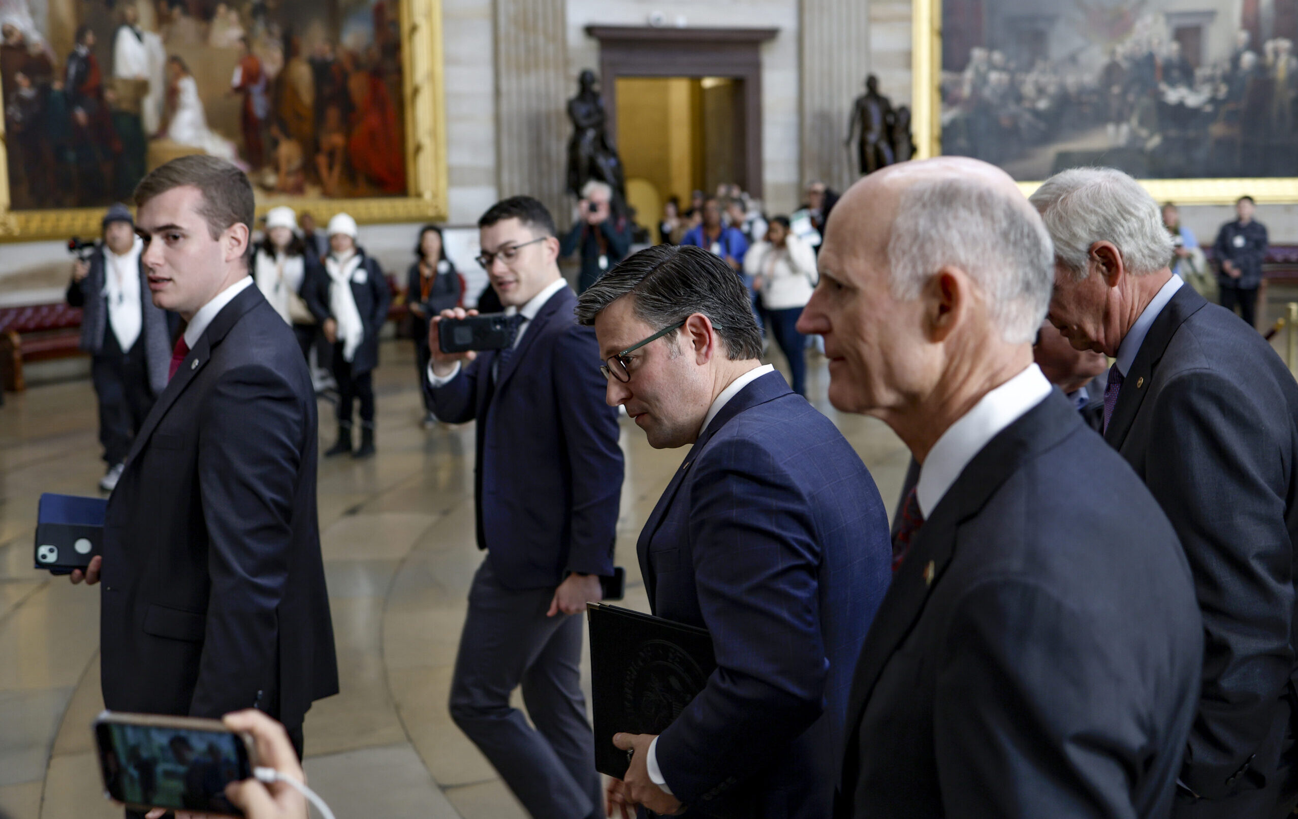 New House Speaker Mike Johnson Joins Senate Republicans For Their Policy Luncheon