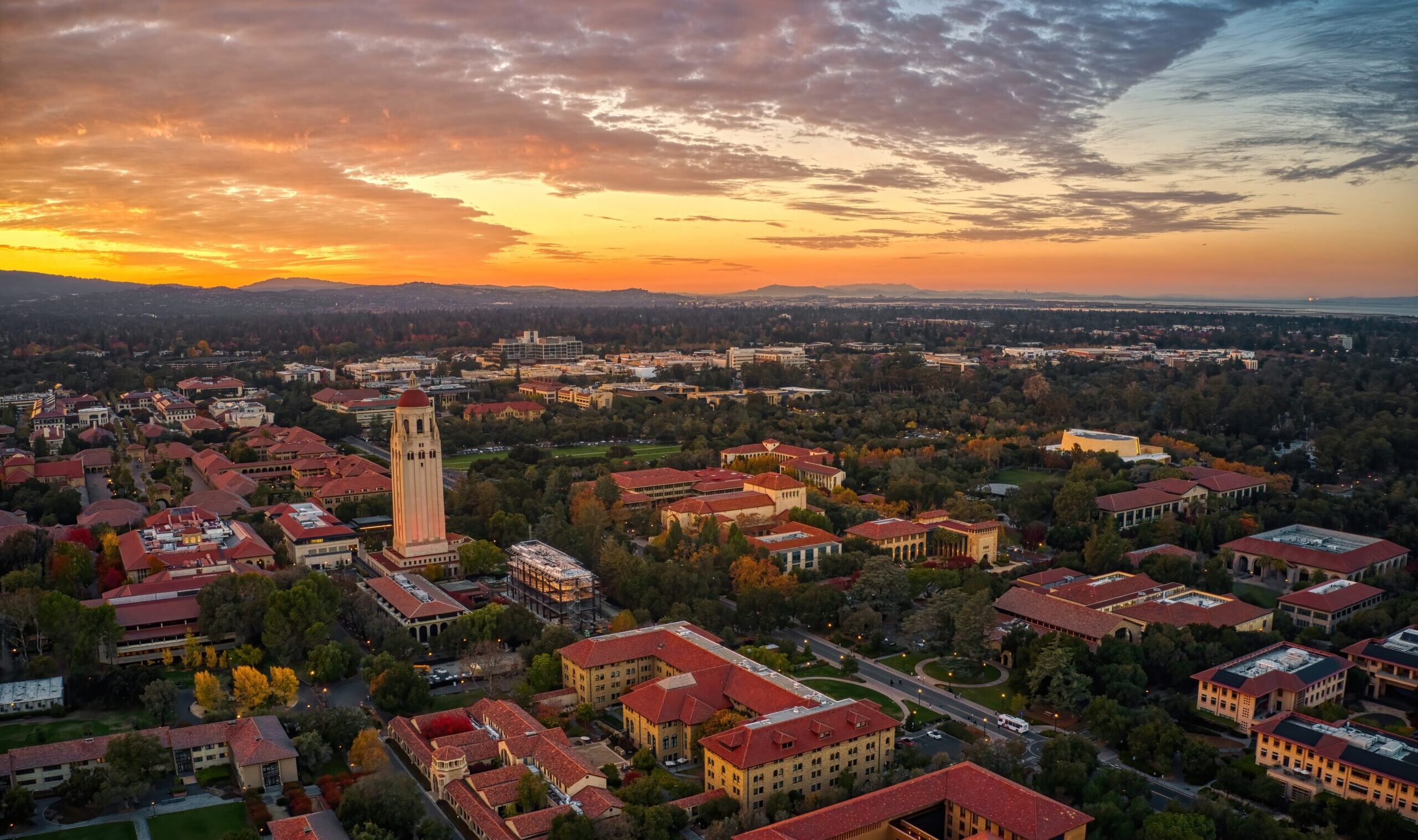 Aerial,View,Of,A,Famous,Private,College,In,Palo,Alto,