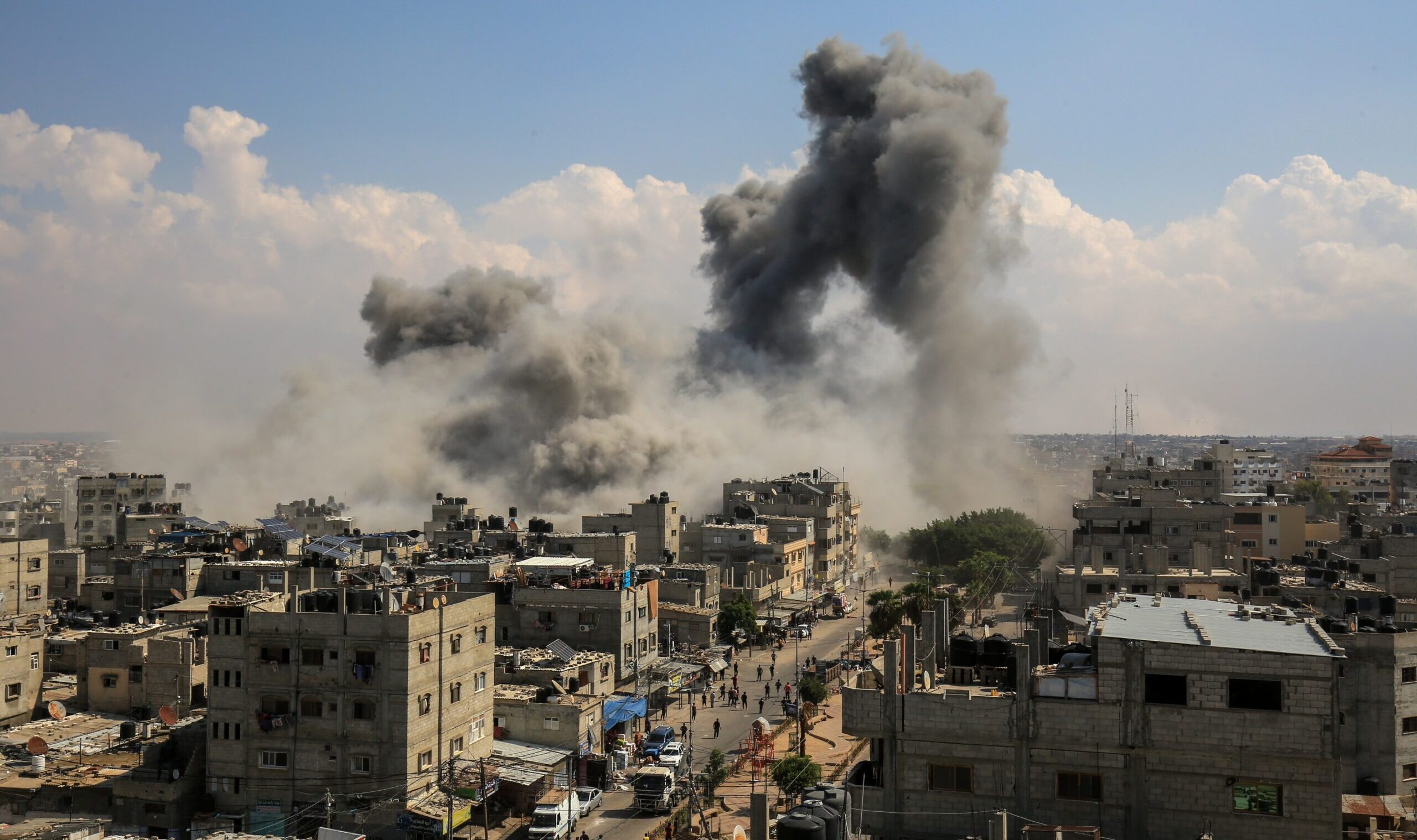 Smoke,Rises,After,Israeli,Air,Strikes,Of,The,City,Of