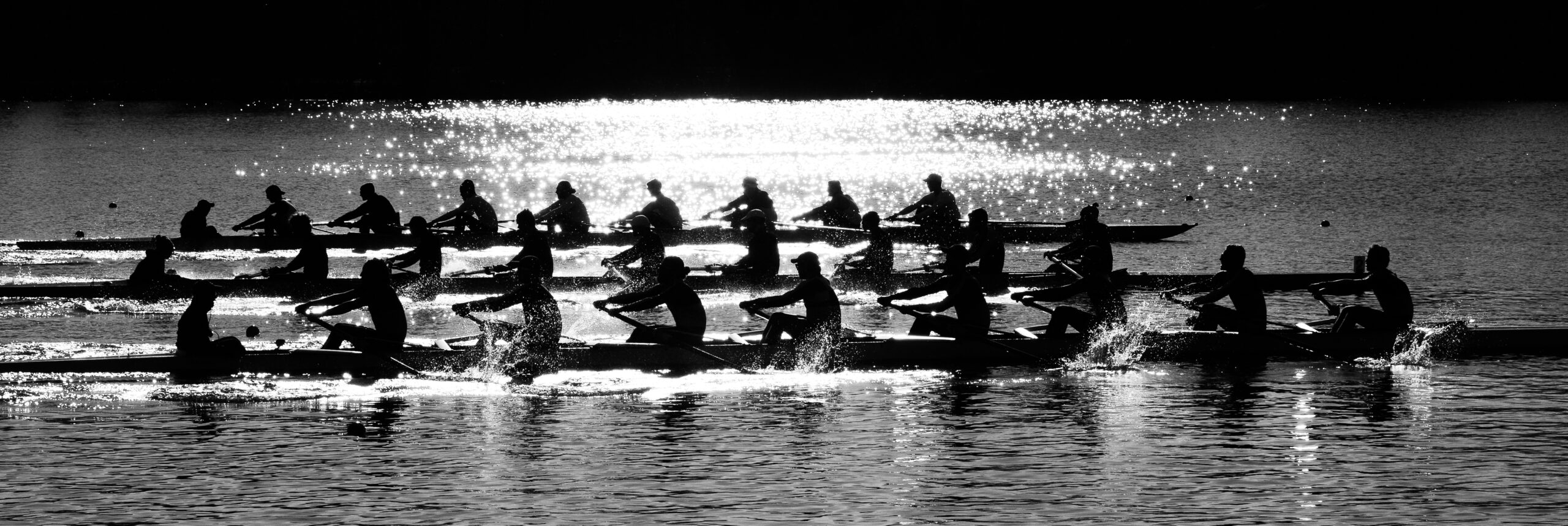 The,Morning,Sun,Behind,College,Rowers,Competing,On,Lake,Carnegie
