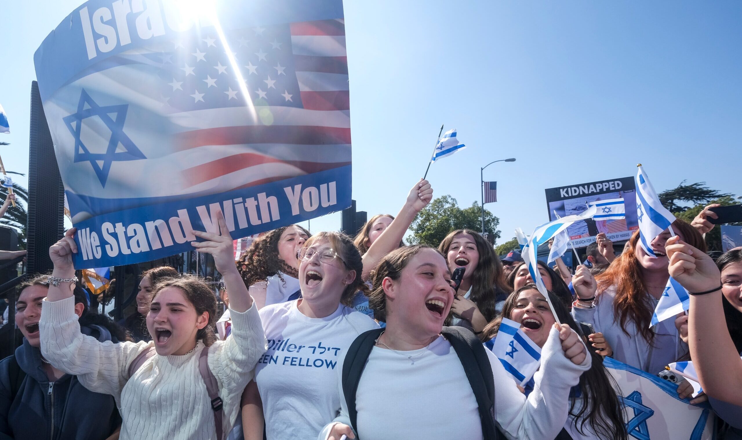 Pro-israel,Demonstrators,Take,Place,In,A,Rally,In,Response,To