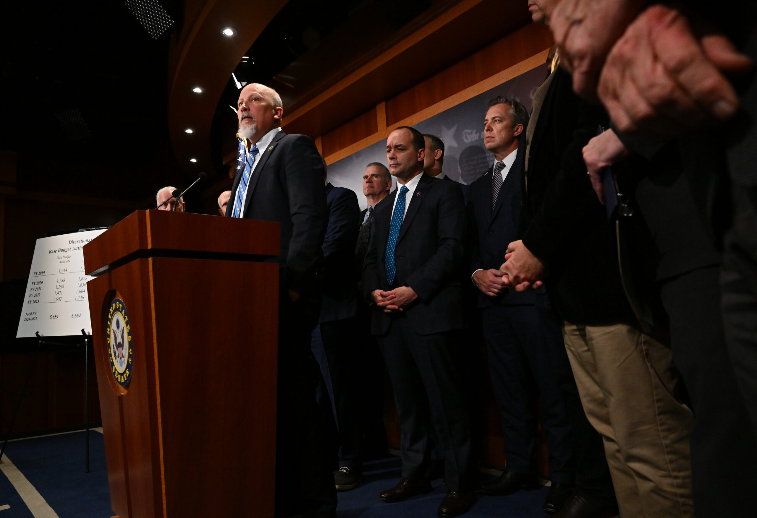 WASHINGTON, DC - NOVEMBER 29: Rep. Chip Roy (R-Tex.), flanked b