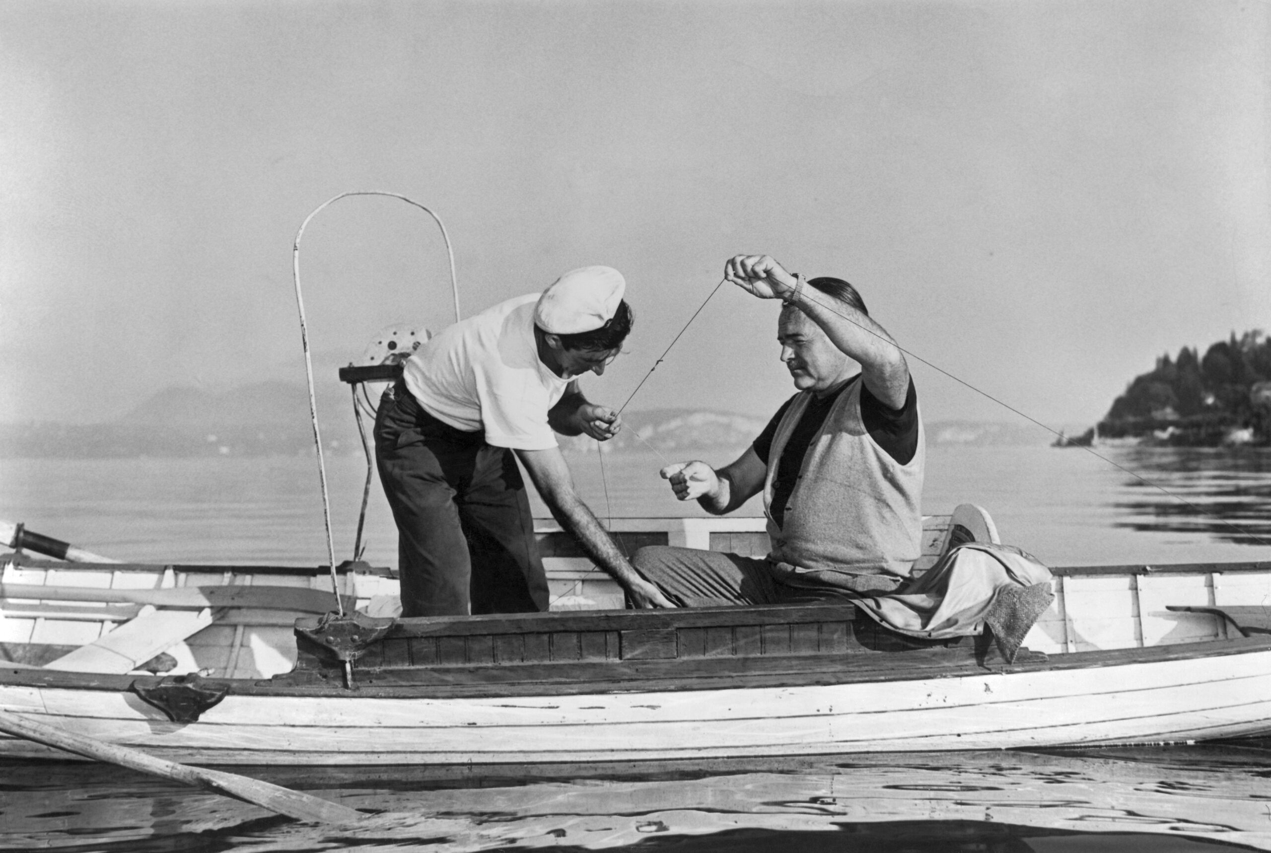 Author Ernest Hemingway Fishing from His Boat