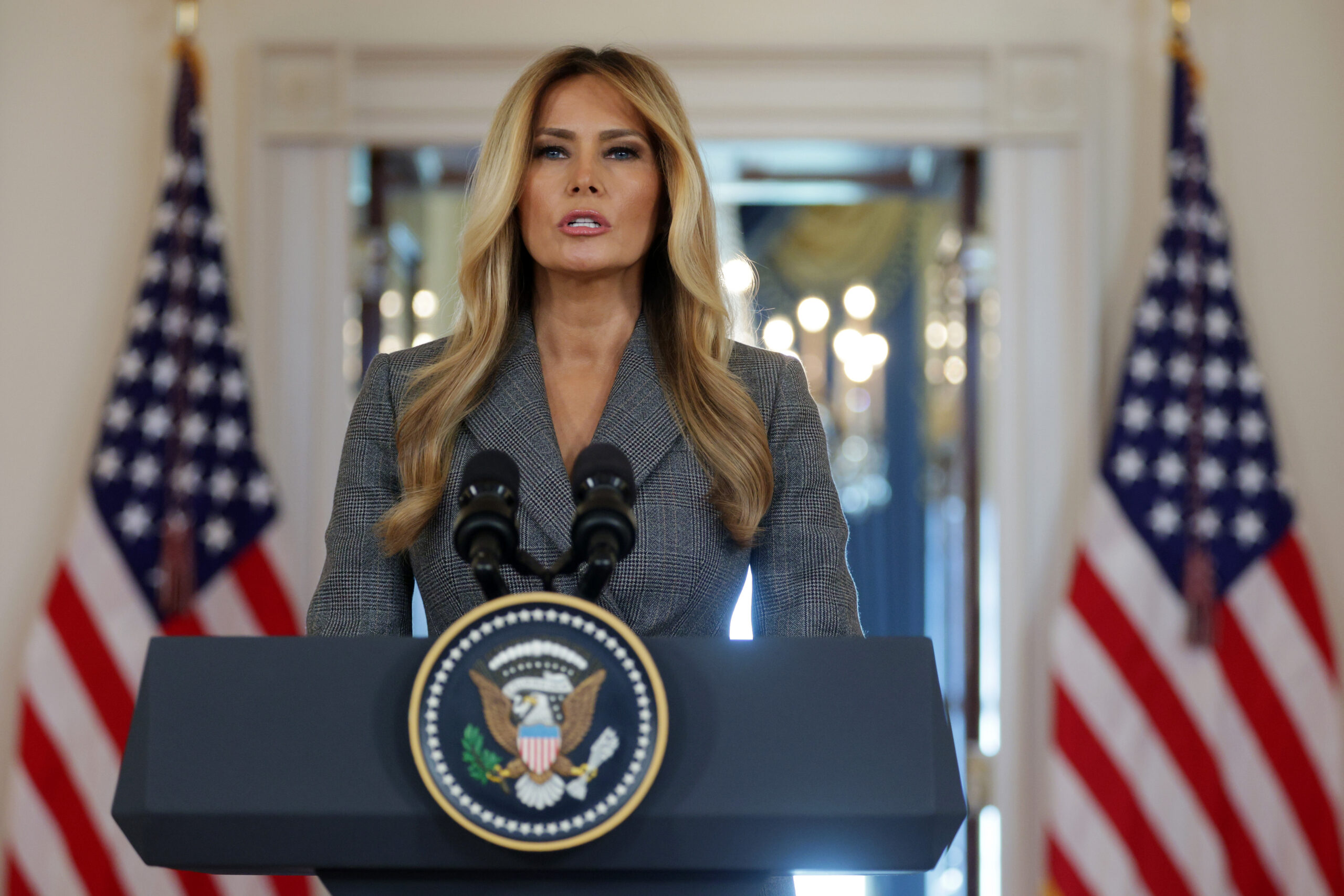 Melania Trump Delivers A Statement At The White House