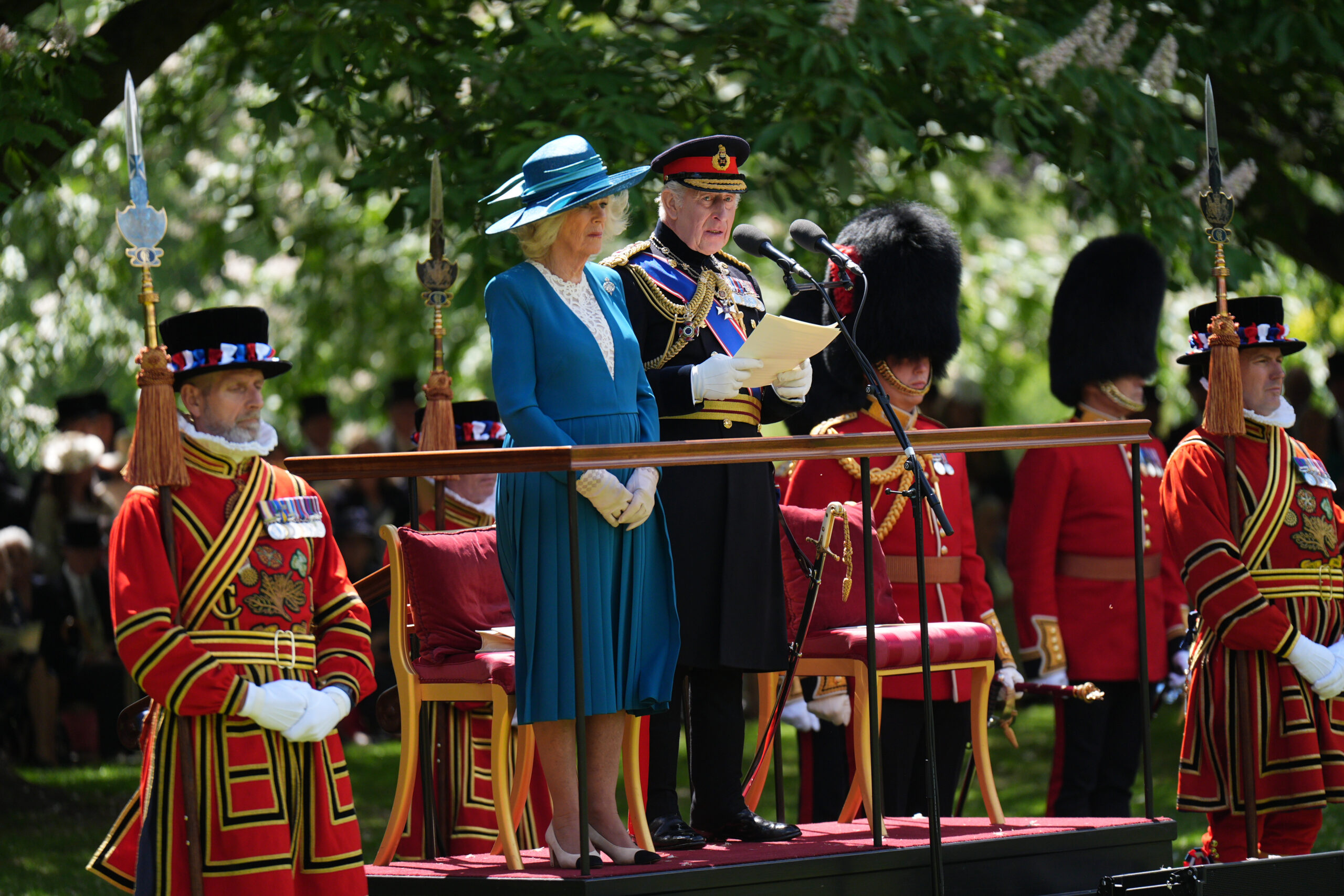 Grenadier Guards Are Presented New Colours At Buckingham Palace
